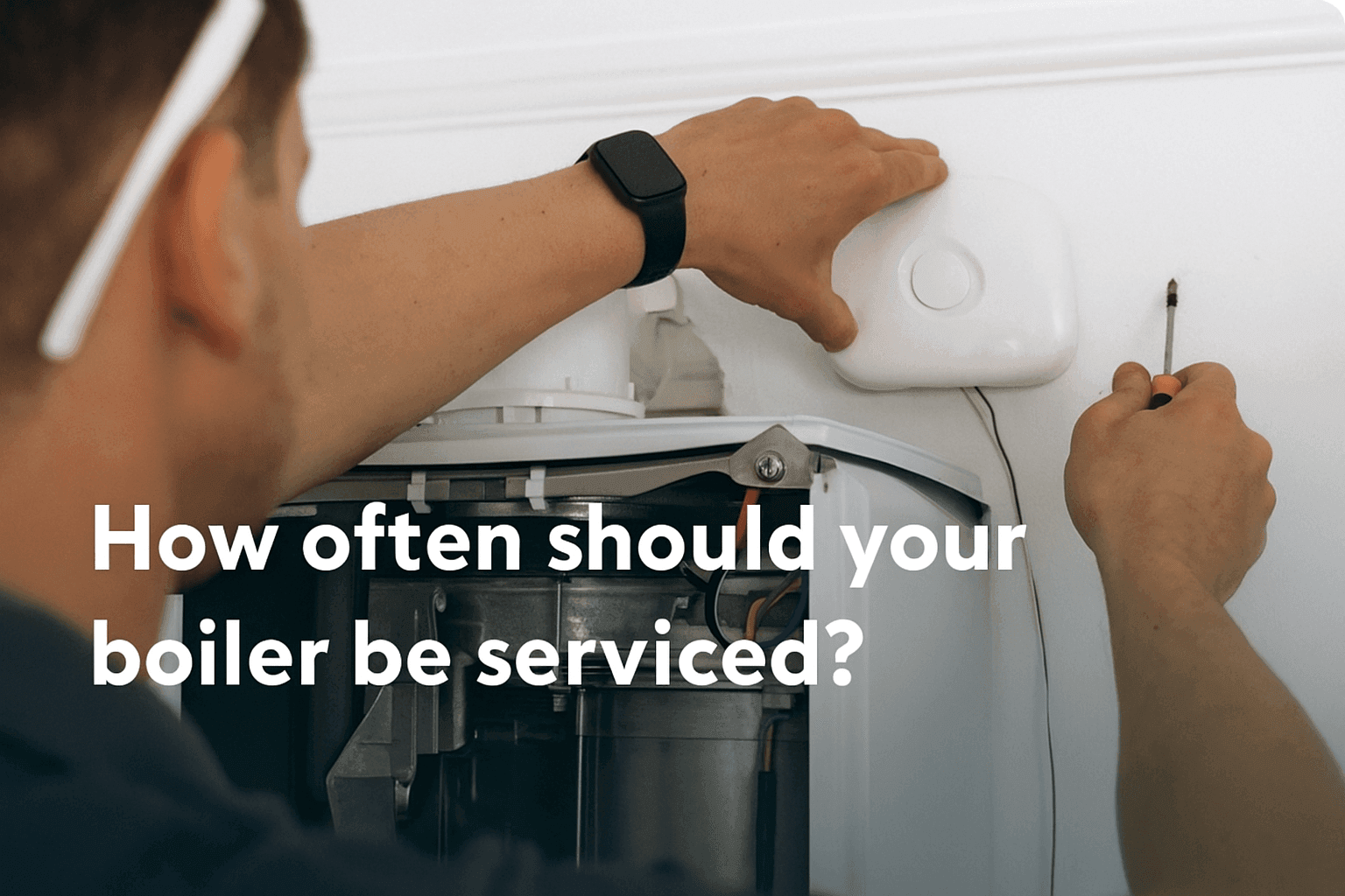 Gas engineer performing annual boiler servicing in a home near Wadhurst, East Sussex, to keep heating systems safe and efficient"