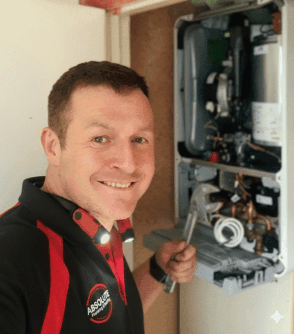 Absolute Plumbing and Heating carrying out a boiler service in Nutley
